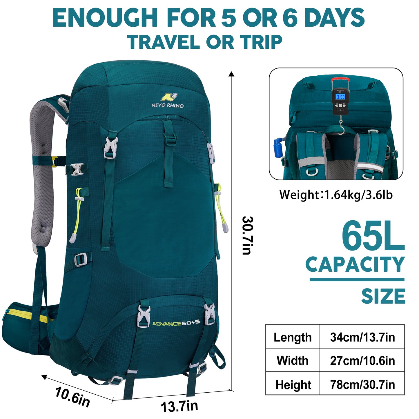 NEVO RHINO Wanderrucksack 65 L